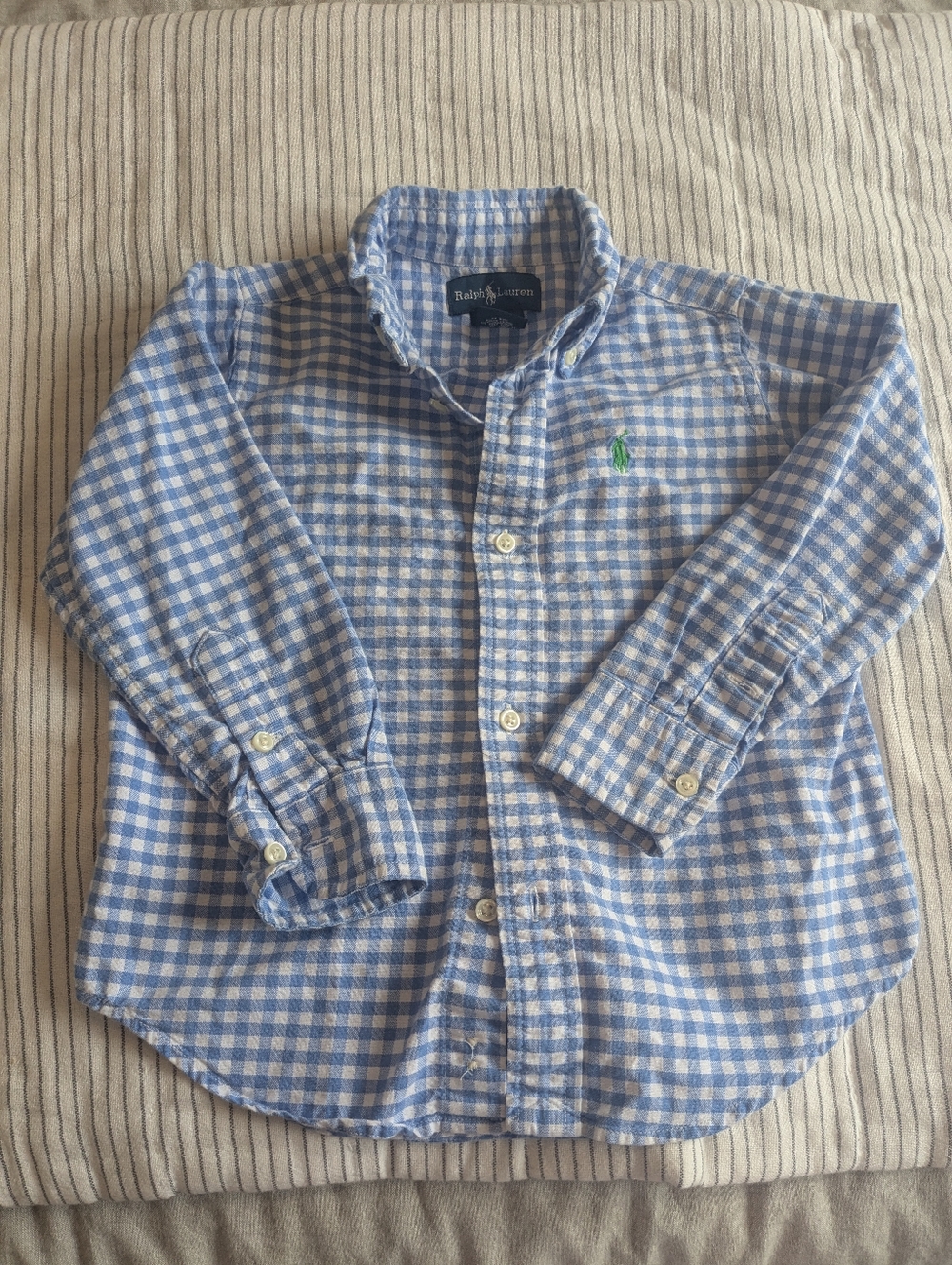 Ralph Lauren Blue and White Gingham Button-Down Shirt - Kids, 3T
